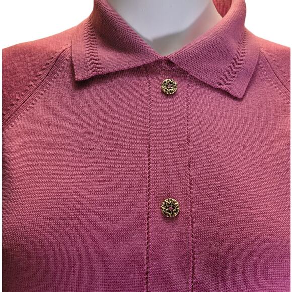 Vintage 80s Dunedin Purple Lambswool Collared Sweater Large Kitschy Grannycore - Picture 3 of 10